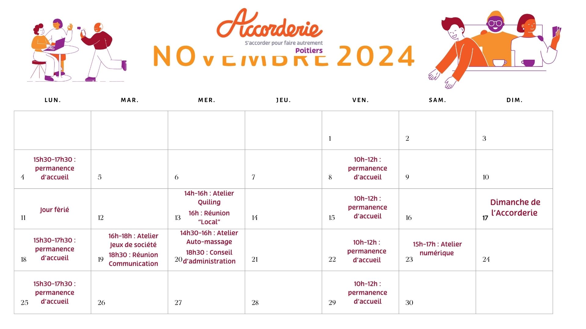 Calendrier de novembre