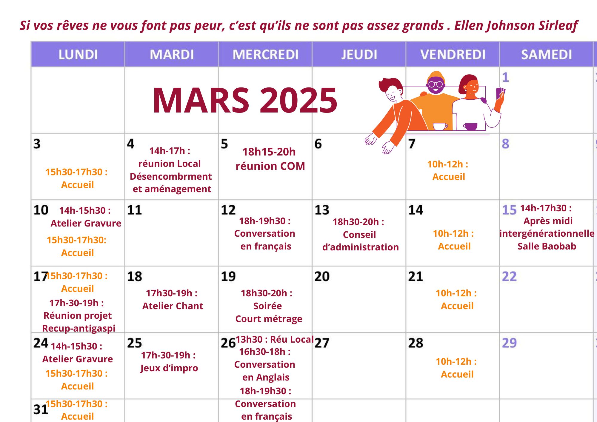 agenda de mars