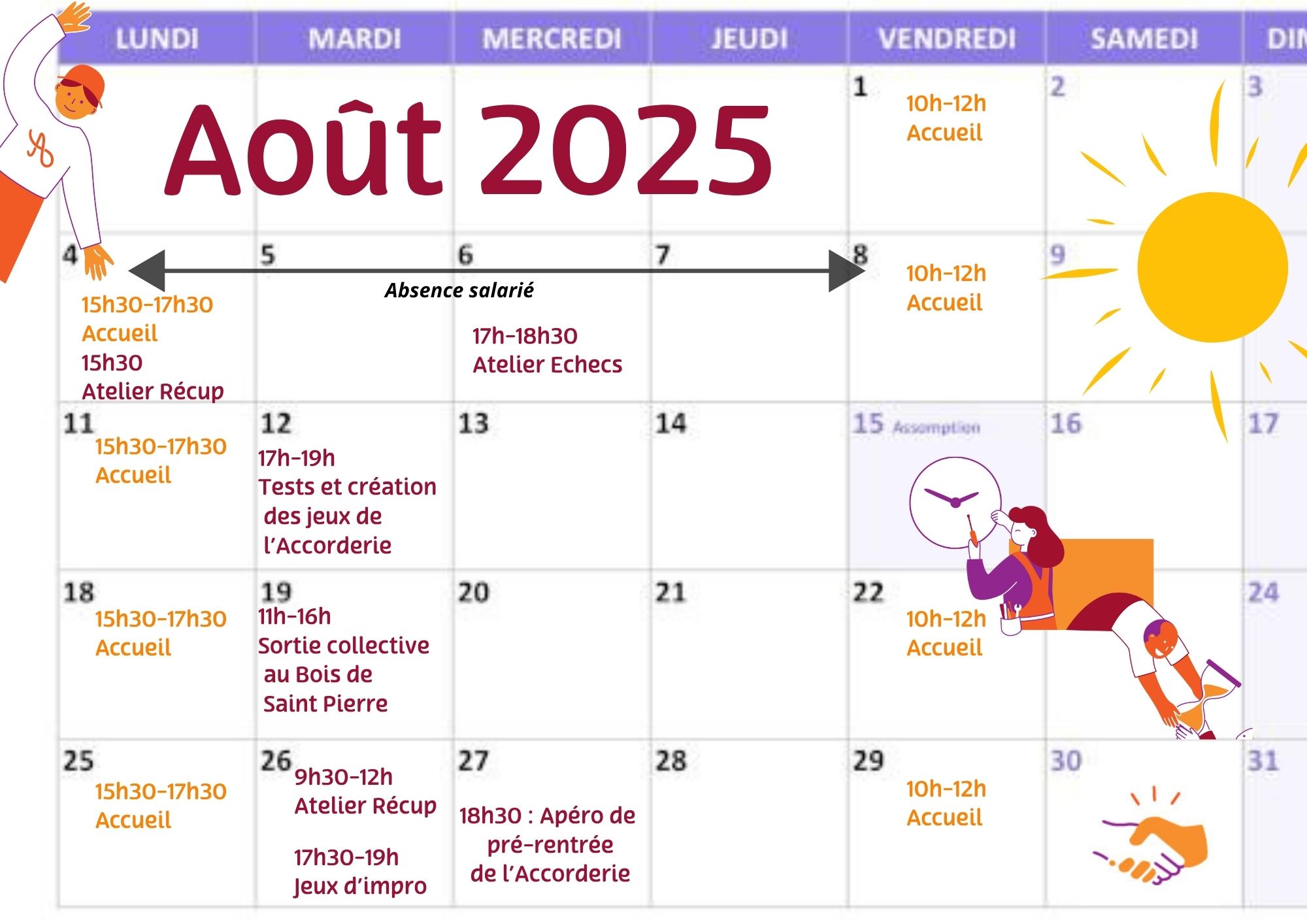 Agenda du mois d'août