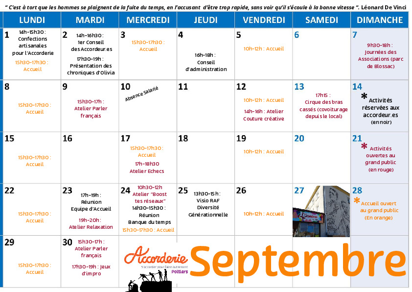 agenda de septembre