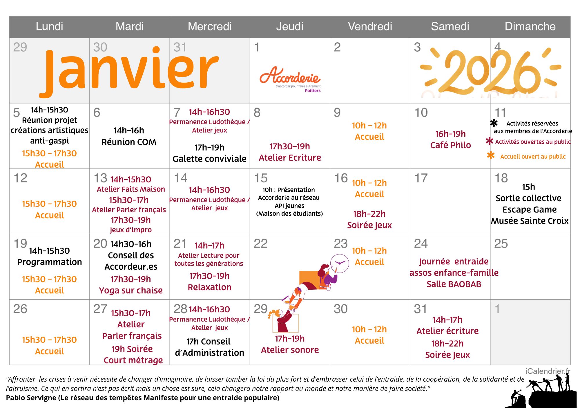 agenda de janvier