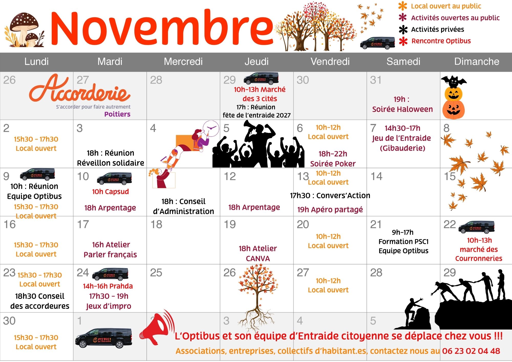 Contenu de l'agenda